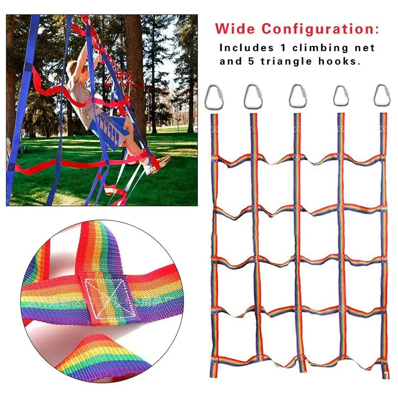 Kletternetz für den Innen- und Außenbereich (72 Zoll x 57 Zoll), Frachtnetz für Spielplatz, Schaukelkletternetz, Kletternetz für Kinder