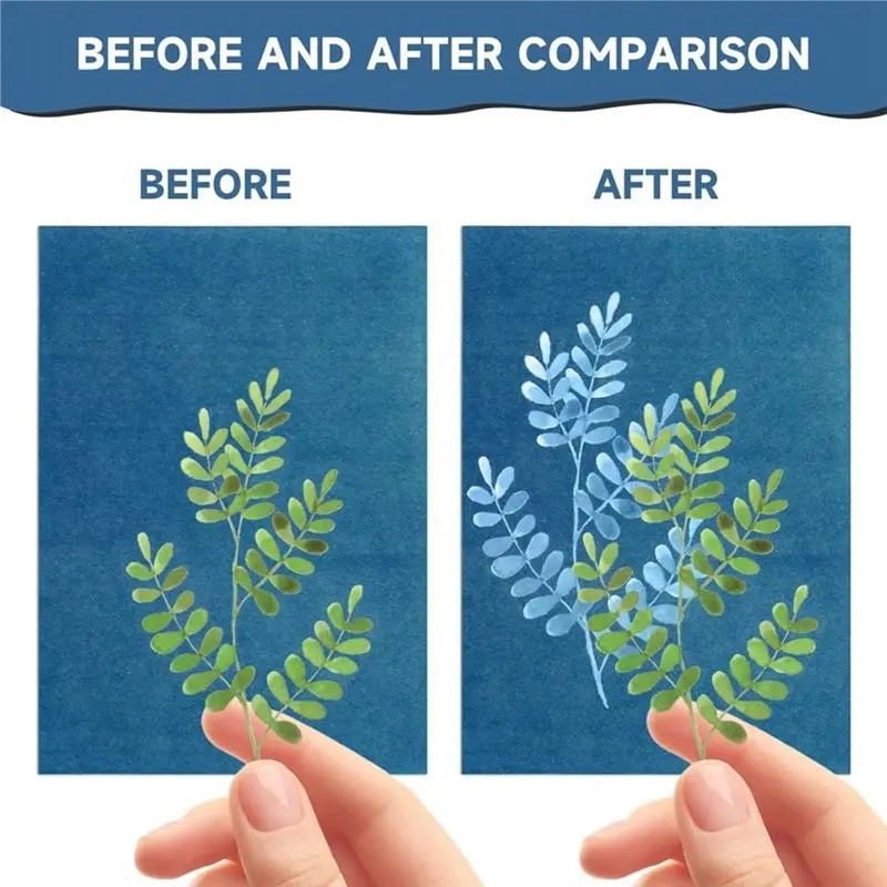 AT63-Cyanotype Paper Sun Print Kit-80 Pcs High Sensitivity With 2 Sleeves,DIY Arts And Crafts Projects