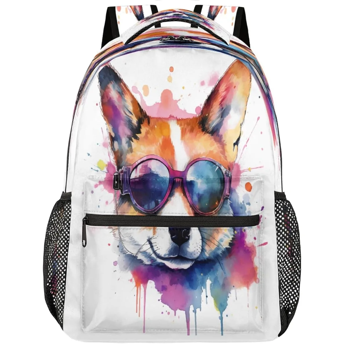 

Watercolor Dog Pattern Backpack Laptop Backpacks Casual College Travel Bag Hiking Daypack for Women Men