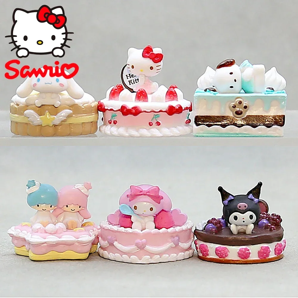 Sanrio 3Cm Mijn Melodie Figuur Anime Kawaii Cake Stijl Cinnamoroll Kuromi Hello Kitty Cat Actie Collectie Geschenken Speelgoed Voor Kinderen