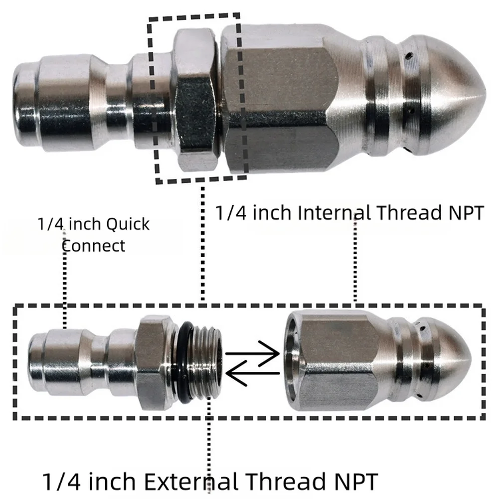 Ugello per tubo flessibile di scarico a pressione per idropulitrice da 5000 PSI per idropulitrice da 1/4