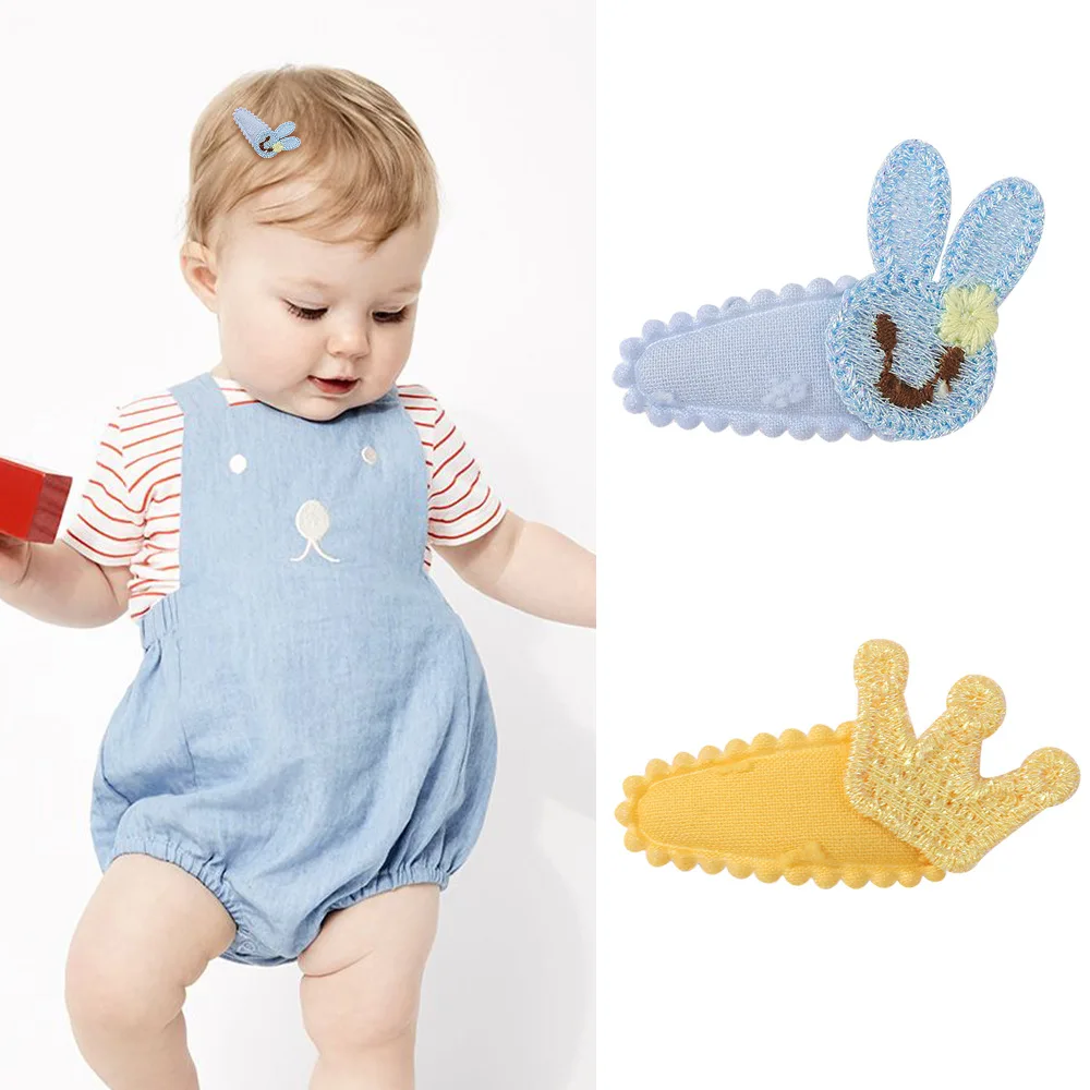 50 PCS/Lot, Cute Bunny Crown Bow Baby Snap Clips Kids Hairpins