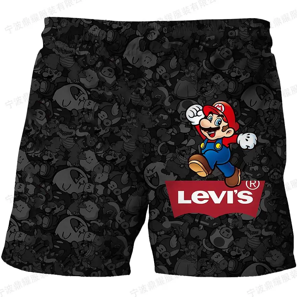 Calções infantis Mario Bros para desenhos animados, calções de banho infantis meninas, calções de praia respiráveis infantis, maiô casual, fundo