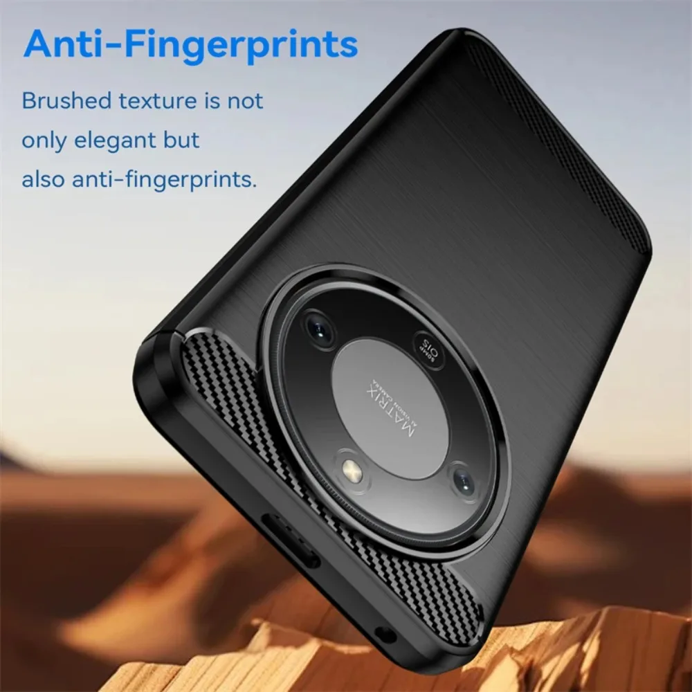 حافظة من السيليكون الناعم بنمط ألياف الكربون لهاتف Honor 500 400 X70i X9D Magic8 Lite 7 Pro غطاء حماية مضاد للصدمات ومضاد للخبط