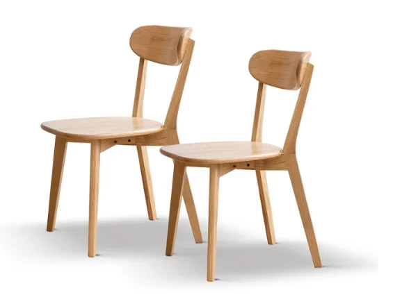 

Remi Natural FAS Grade Oak Wooden Dining Chair, Set of 2, Oak Finish
