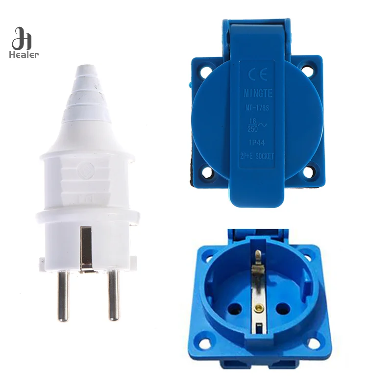 1pc Industrial Waterproof Socket EU Socket Copper Contact Body EU Plug