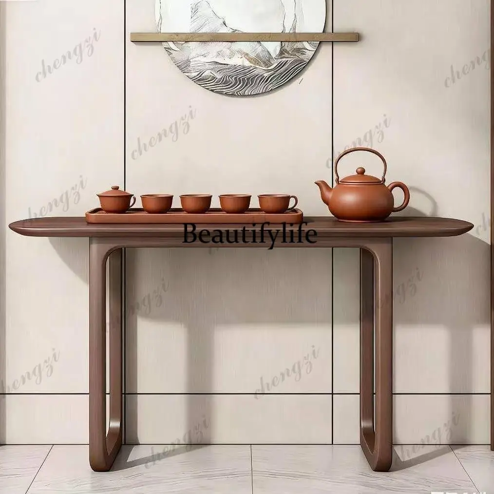 New Chinese-style strip case, a few against the wall to enter the entrance, black walnut color entrance, narrow side table