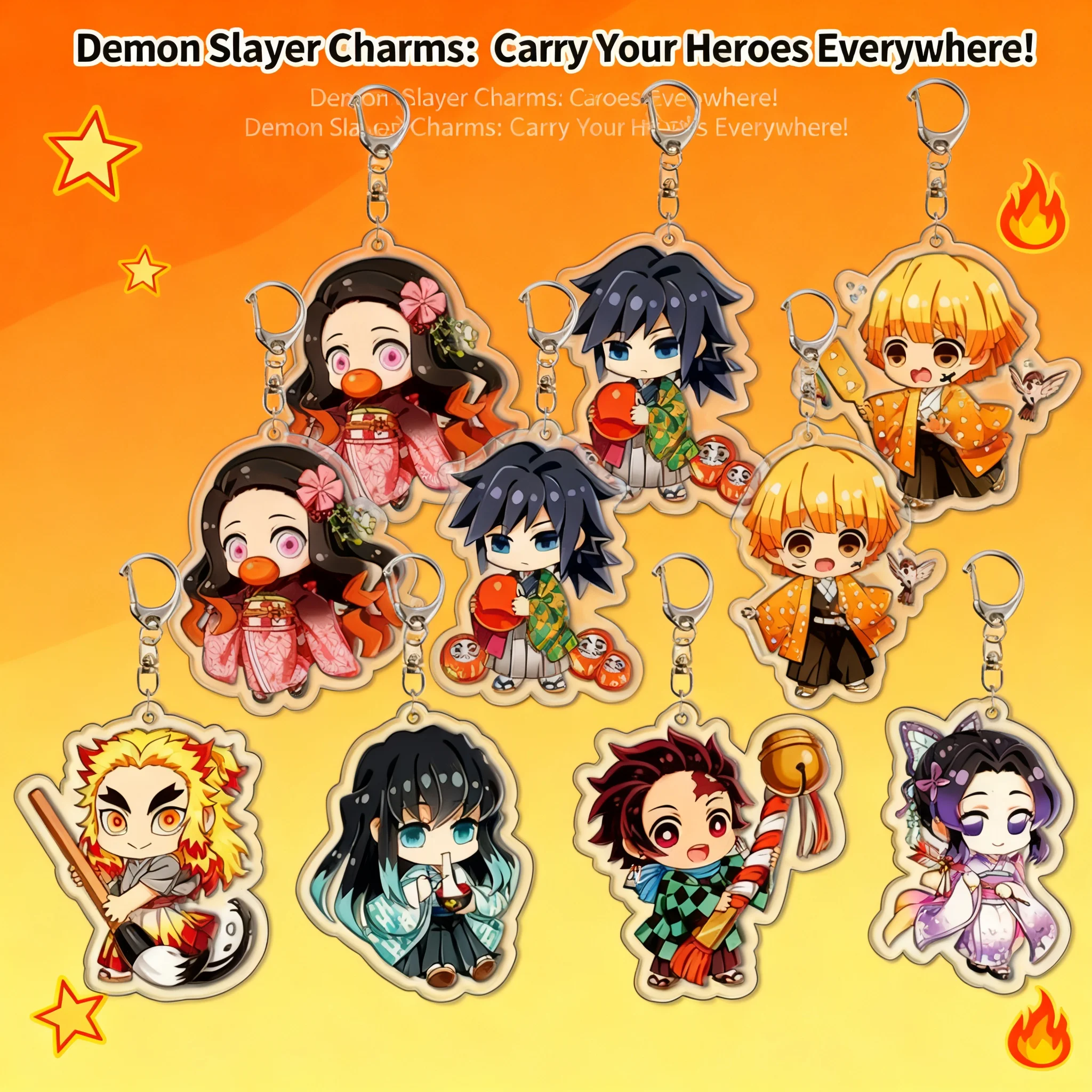 Llavero Acrílico de Demon Slayer Kimetsu no Yaiba, Tanjiro Kamado, Nezuko Kamado, Mercancía de Anime, Accesorios para Cosplay y Convenciones