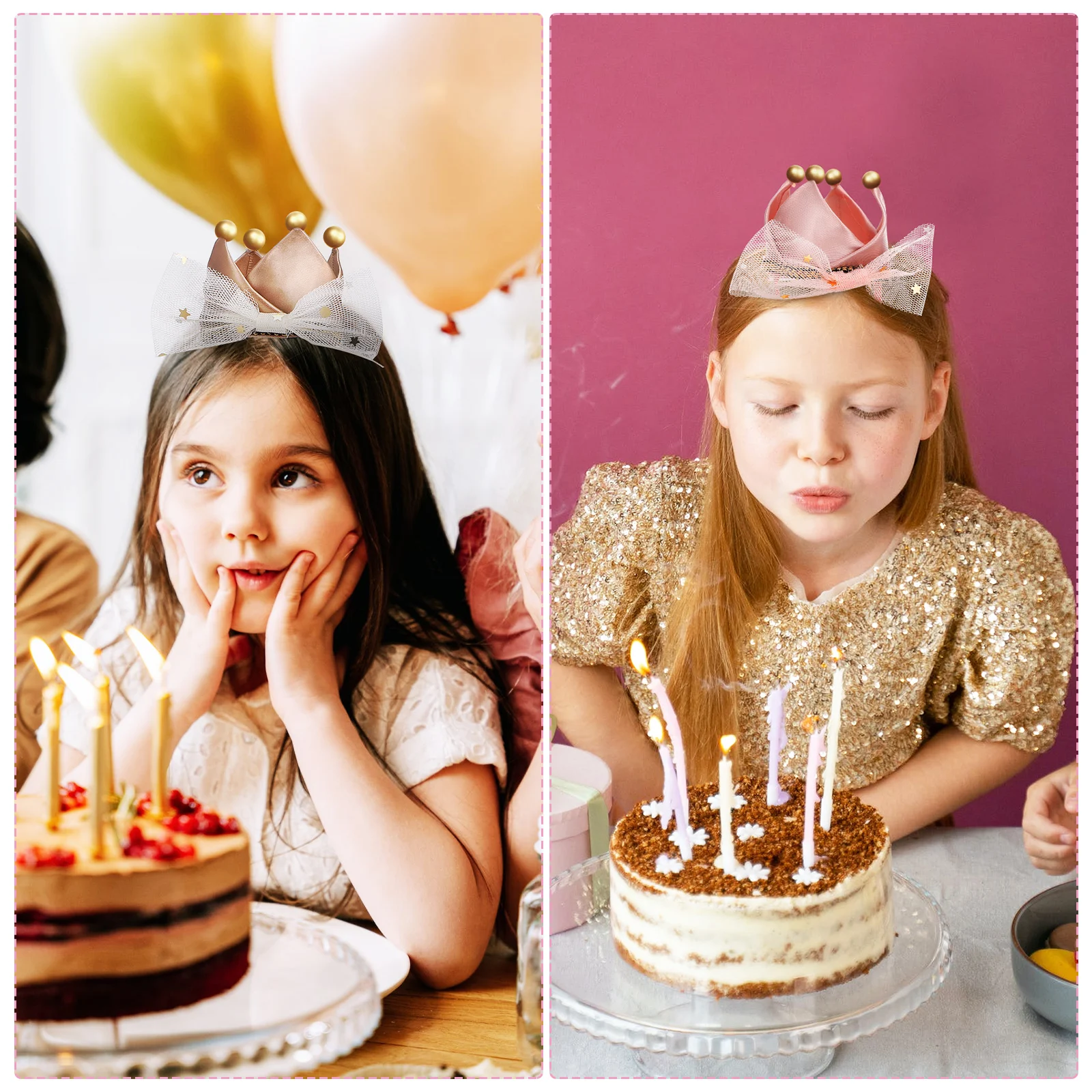 

4pcs Birthday Party Headband Crown Tiara For Baby Girls Toddlers Women Newborn Photo Prop Adjustable Comfortable Skin-Friendly
