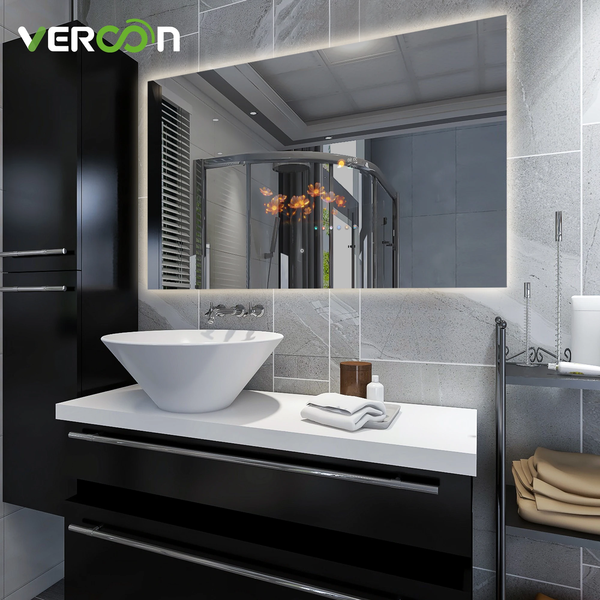 Custom Size Smart Mirror Bathroom Android 11 Smart Mirror TV 10.1inch Touchscreen Youtube Bluetooth Music