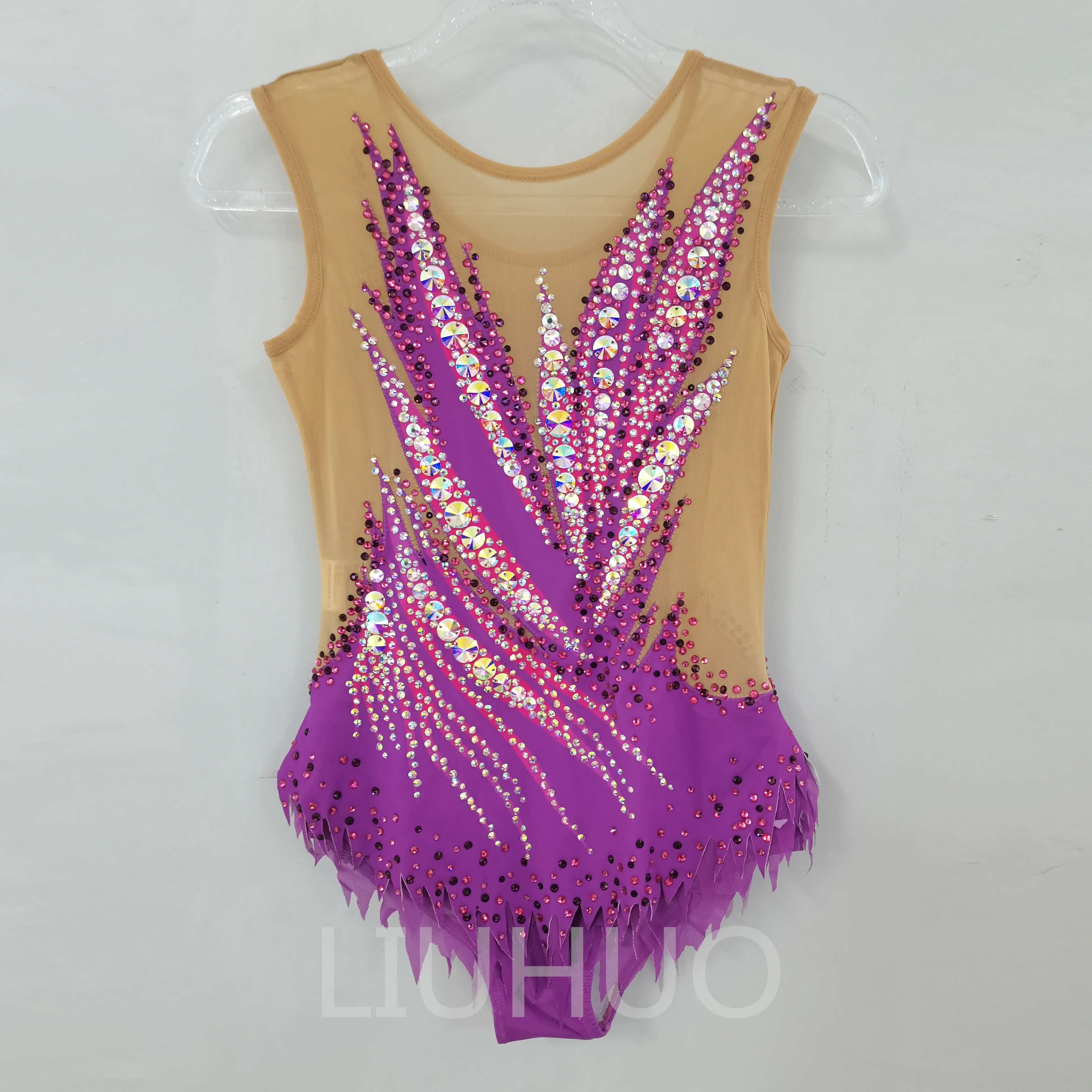 

LIUHUO Rhythmic Gymnastics Leotard Competitive Gymnastics Performance Dress Purple