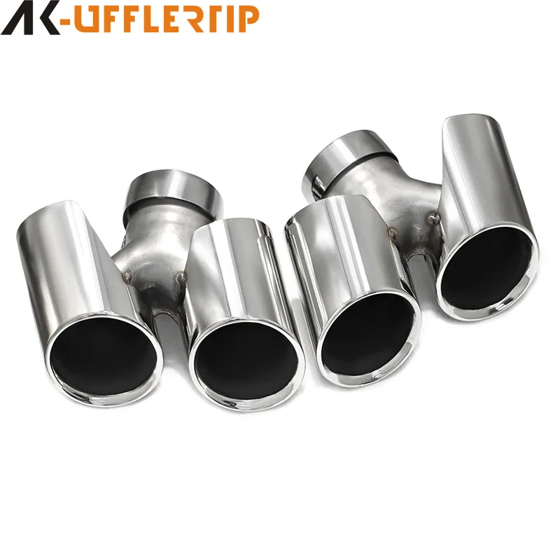 مناسبة لـ 11 إلى 18 سنة بورش 911 ماسورة العادم المعدلة من الفولاذ المقاوم للصدأ بأربعة اتجاهات كاتم صوت ذيل الفم المستدير