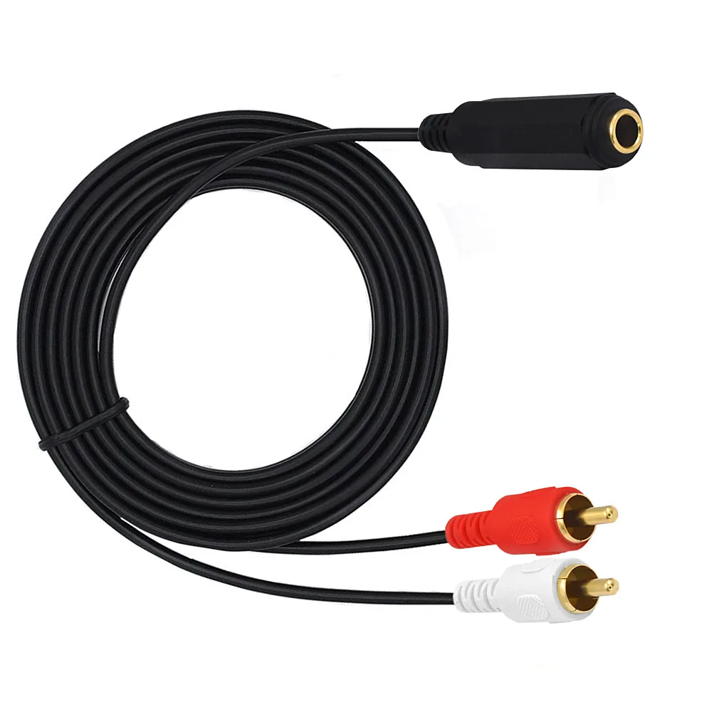 2RCA To 6.35mm 6.35 mm Female Accessory RCA Jack Splitter Cord for HiFi Stereo Aux Cable Audio Amplifier mixer speaker Recorder