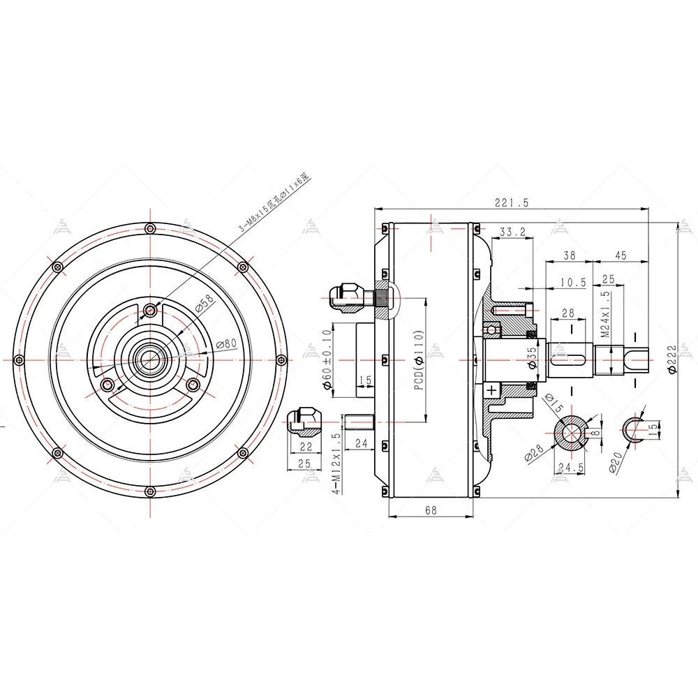 

QSMOTOR 2000 Вт 205 45H V3 BLDC Электрический автомобильный мотор-концентратор для небольшого электромобиля, преобразование 60 В 700 об/мин