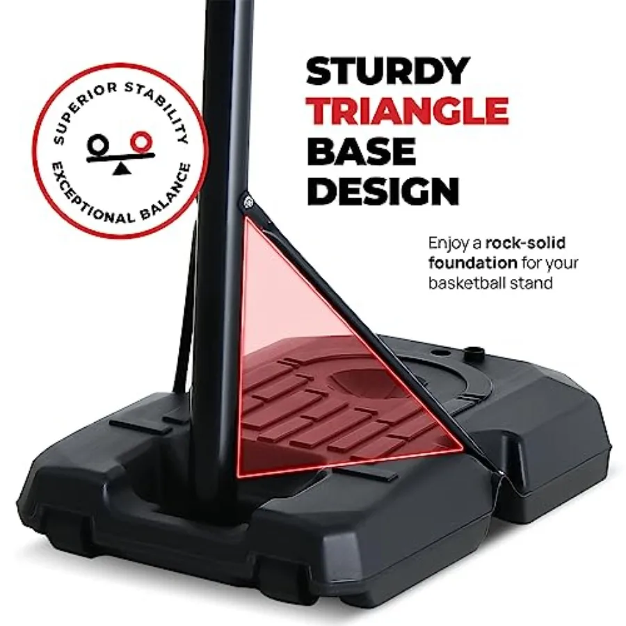 Portable Basketball Hoop 10 ft Adjustable with 44in Shatterproof Backboard for Indoor Outdoor Use Weatherproof Fillable Base Ba