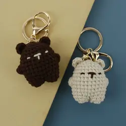 Schattige Kleine Beer Paar Sleutelhangers Uniek Breien Cartoon Pop Grappige Sleutelhangers Voor Twee Kawaii Gehaakte Sleutelhanger Sleutels Tas Hanger