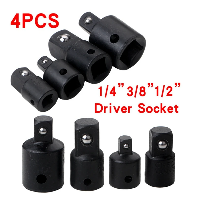 4PCS Black Sleeve Steel Ball Conversion Head Mutual Conversion Joint Mechanic Tools