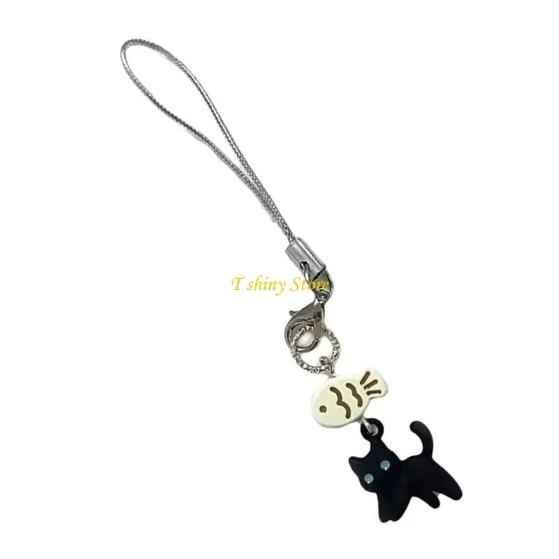 

N58F Handmade Beaded Phone Jewelry Sturdy Acrylic Cats Charm Multiuse Accessory