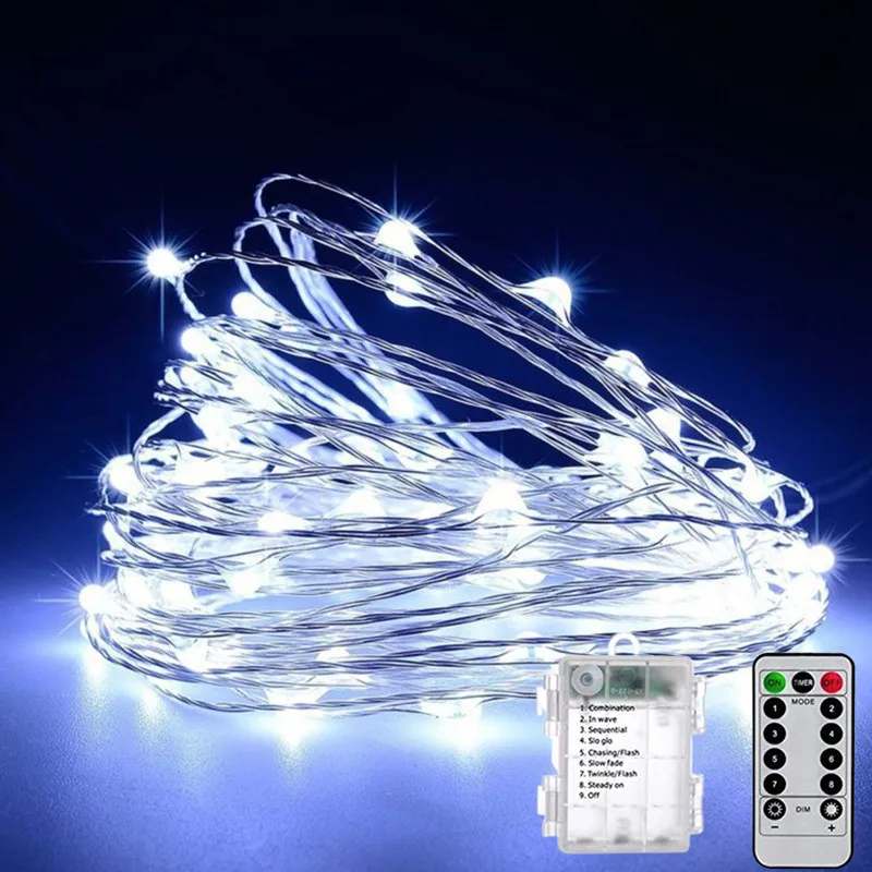 Battery-Operated Garland LED Fairy Lights Remote Control Garland Christmas Ornaments Party Wedding Living Room New Year's Decor