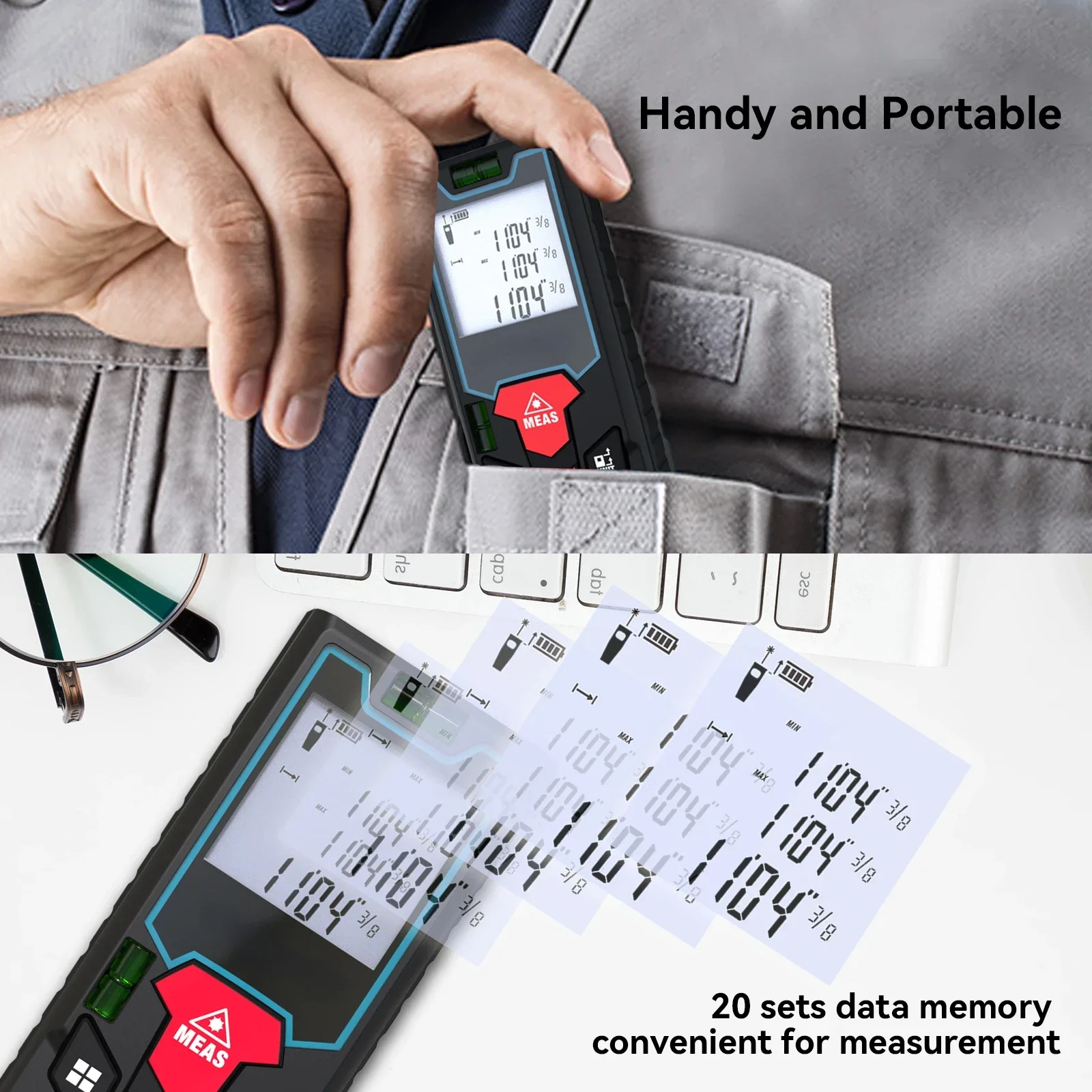 رائجة البيع المحمولة مقبض أداة القياس الرقمي المدى مكتشف الليزر الصانع 100 متر شريط القياس مقياس مسافات الليزر #4