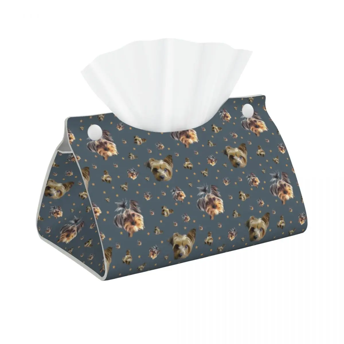 Custom Yorkshire Terrier Stars Tissue Box Cover Rectangular PU Leather Yorkie Dog Puppy Facial Tissues Holder for Office