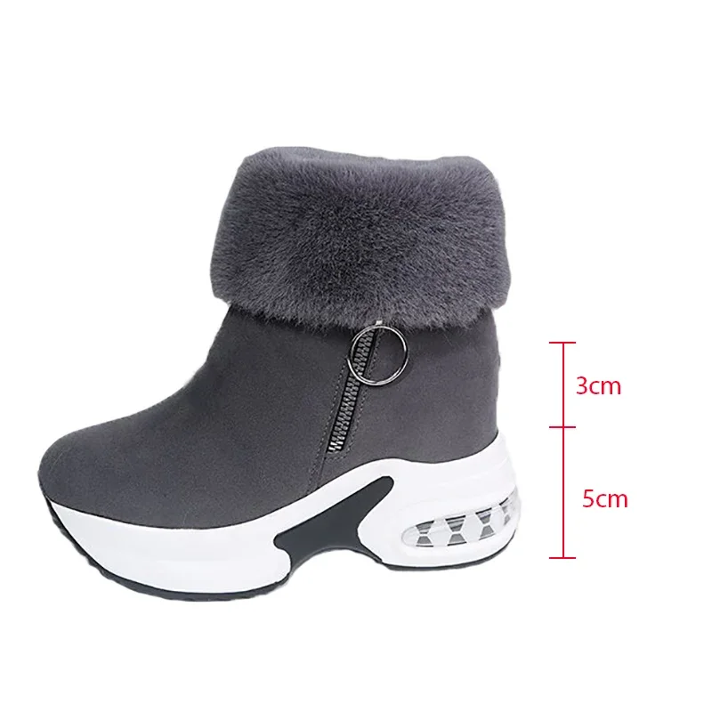 Ankle Boot for Women Warm Fuzzing Plus Plush Winter Snow Boots Retro Zipper Boot Woman Internal Increasing Boots Botas Mujer