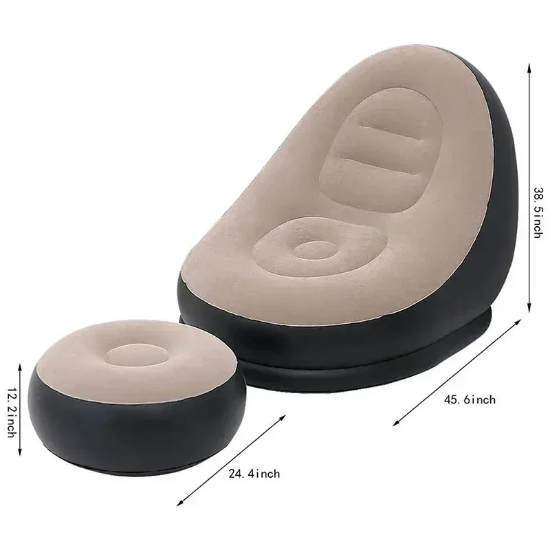 Lazy Couch Sofas Inflatable Foldable Recliner Outdoor Sofa Bed with Stirrups Comfortable Combination Flocked Velvet Sofa Chair image 5
