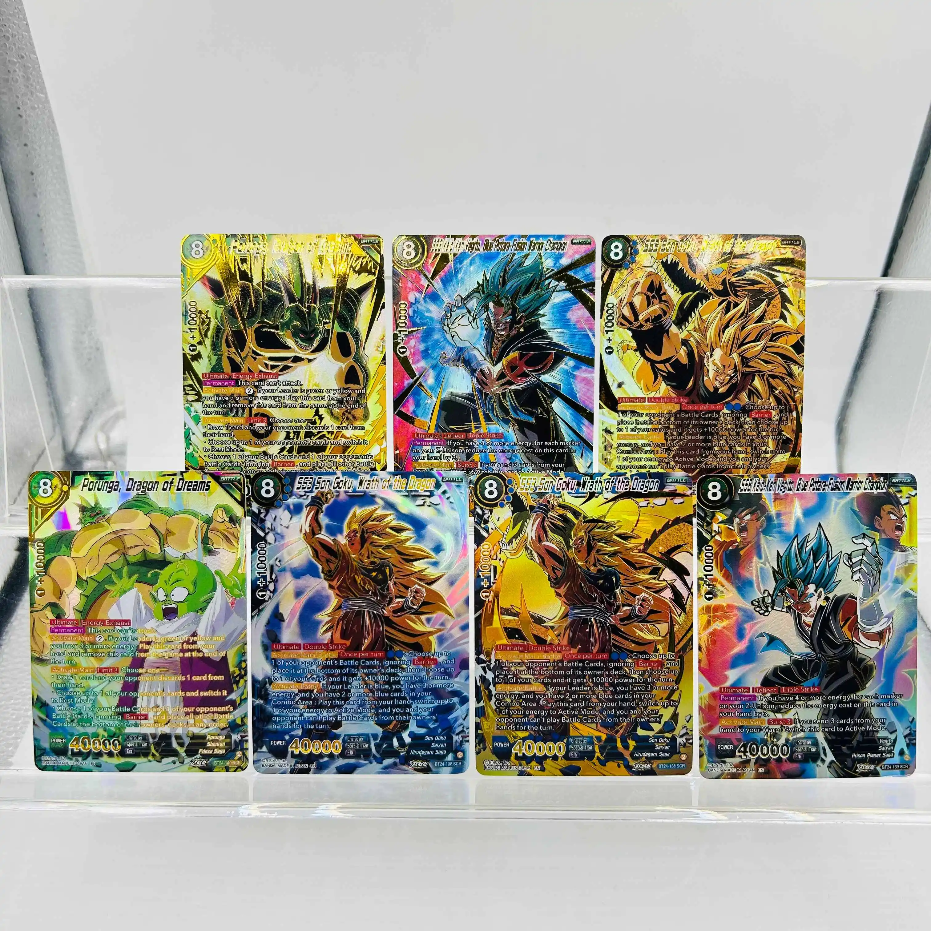 Tarjetas con Textura Dorada de Dragon Ball Super TCG 2026 | SSGSS Vegito SS3 Goku | 10 Gemas de Menta Raras para Coleccionistas de DBZ