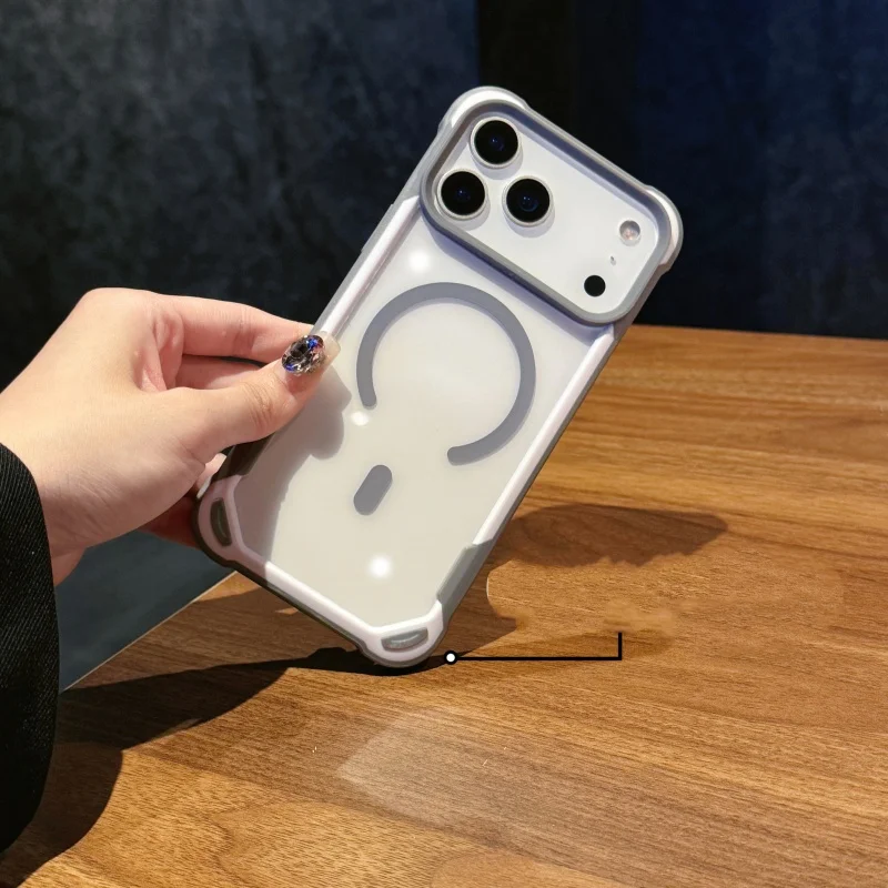 حافظة فاخرة من الأكريليك الشفاف المقاوم للصدمات لهاتف آيفون 17 Air 16 15 14 13 12 11 Pro Max 17 Pro لغطاء الشحن اللاسلكي Magsafe #3