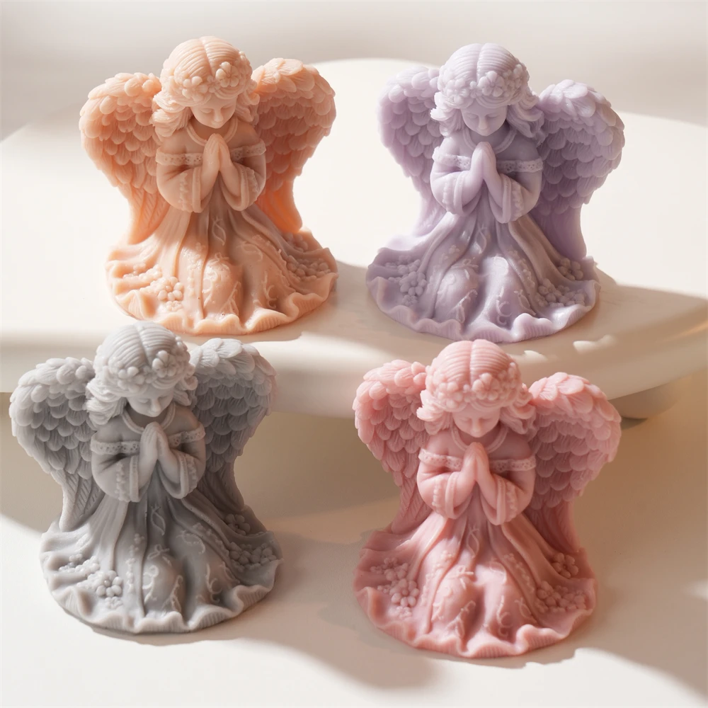 

Cute Prayer Angel Candle Mold Girl Angel Silicone Mold Doll Making Soy Wax Plaster Mold DIY Epoxy Resin Gypsum Form