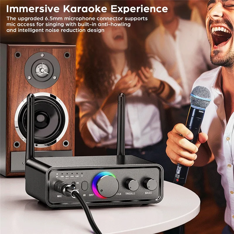 M07K-Bluetooth 5.3 Transmitter Receiver 2-In-1 Wireless Audio Adapter For TV/PC/Headphone/KTV/Home Stereo Durable