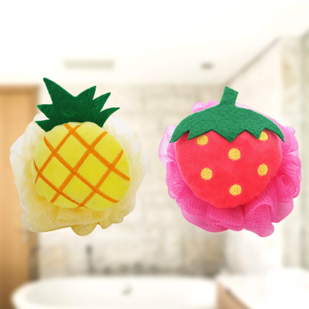 

Colorful Fruit Bath Mesh Sponge Shower Pouf Bathing Accessories 2pcs