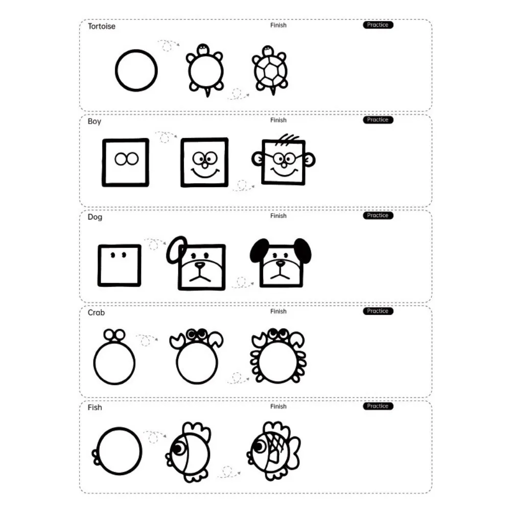 

Step-by-Step Drawing Book Green Cover 300+ Steps Art Learning Book Beginner-Friendly Stick Figure Drawing Book