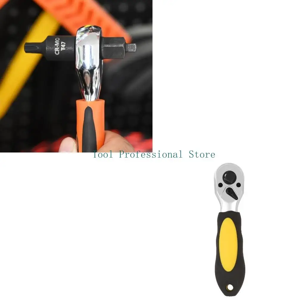 57QF 72-Tooth Dual-End Straight Handle Ratchet Wrench Corrosion Resistant Repair Tool