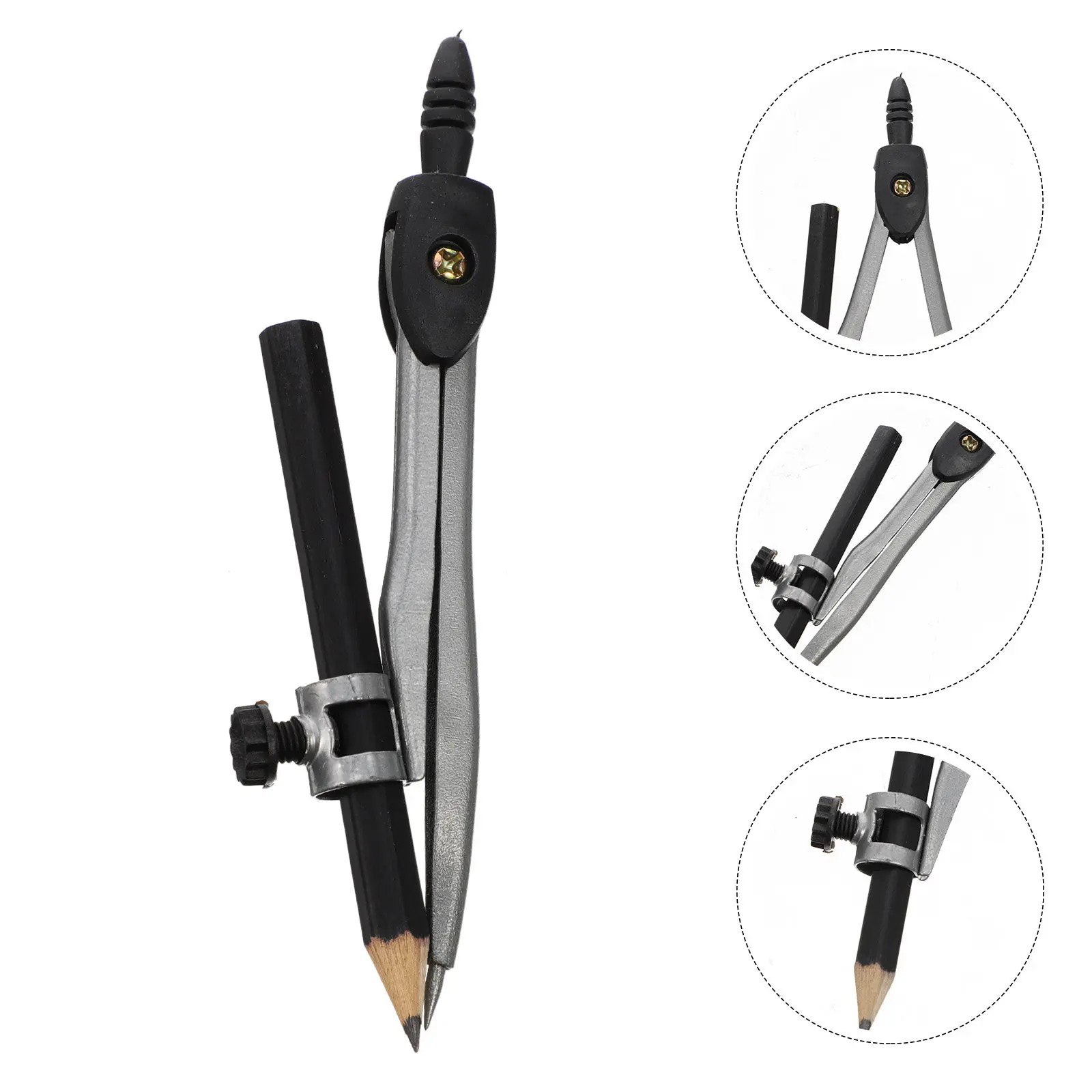 

Metal Precision Compass Pencil Holder Drafting Drawing Geometry Tool for Students Office Case Included Compass