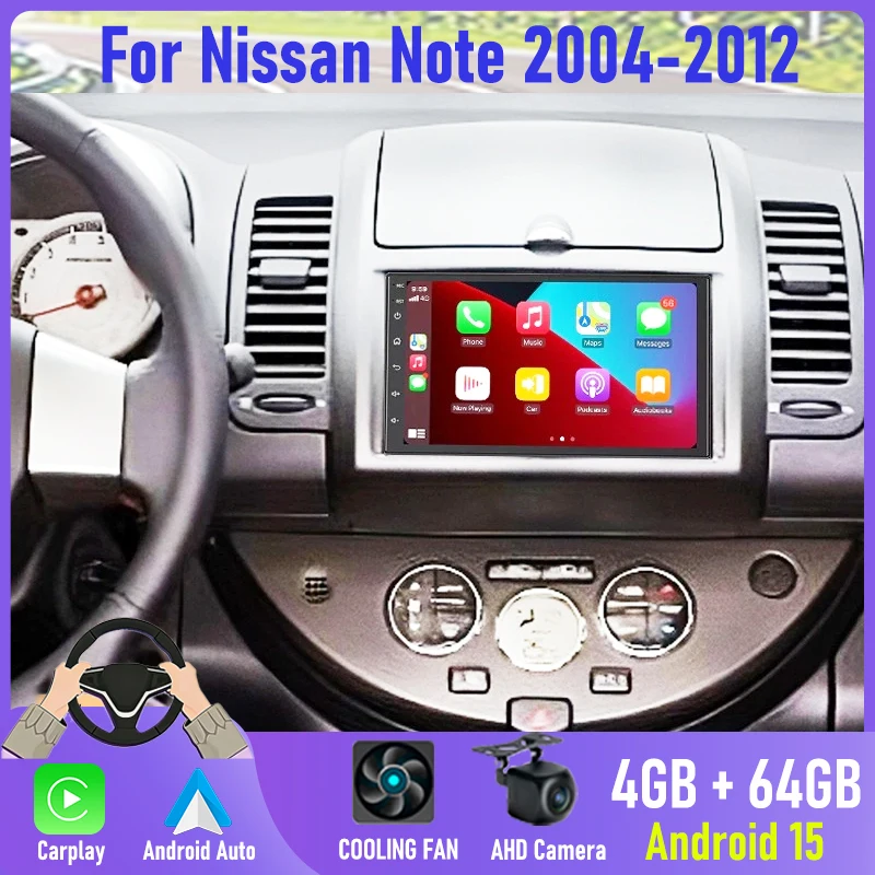 

7'' For Nissan Note 2004-2012 Car Radio Android GPS Navi Head Unit Carplay Apple Android Bluetooth Camera Google Map FM 2DIN