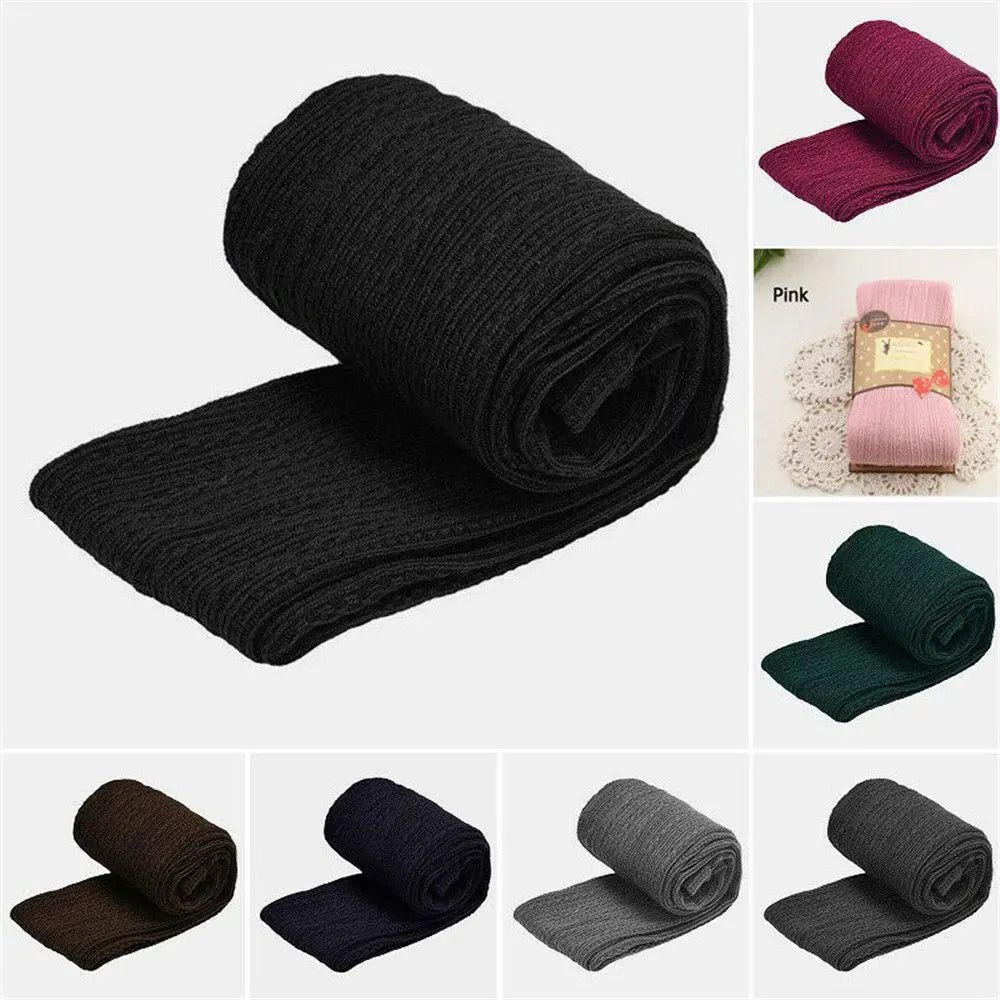 Women Fashion Wool Pants Ladies Warm Thick Chunky Cable Ribbed Knitted Leggings Skinny Wool Pants Ribbed Knitted Socks