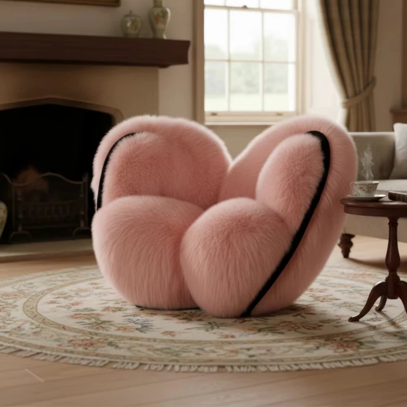 Plush armchair heart-shaped single sofa chic bedroom comfortable personalized seat modern decoration casual fashion furniture