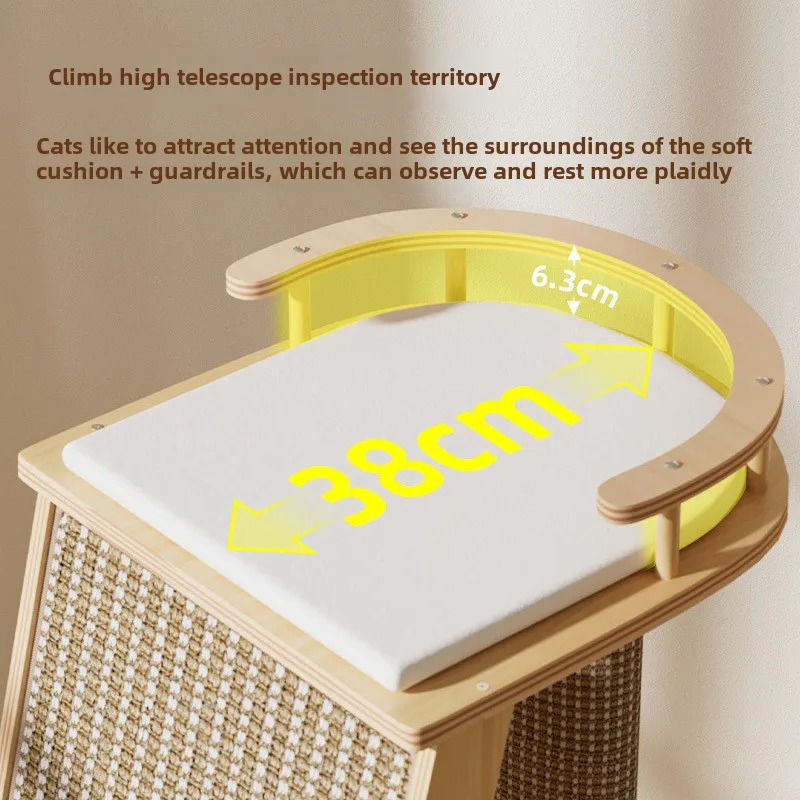 Cat Tower Pet Toy Home Does Not Take Up Space Solid Wood Cat Tree Cat Scratching Board Pet Supplies Pet Furniture