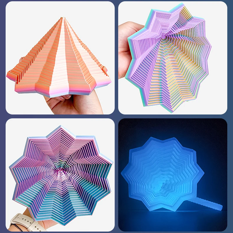 3D Printing Expanded Sensory Fidget Star Model Visual Illusion Hexagon Whirling Spiral Ornaments Stress Relief Board Game view 6