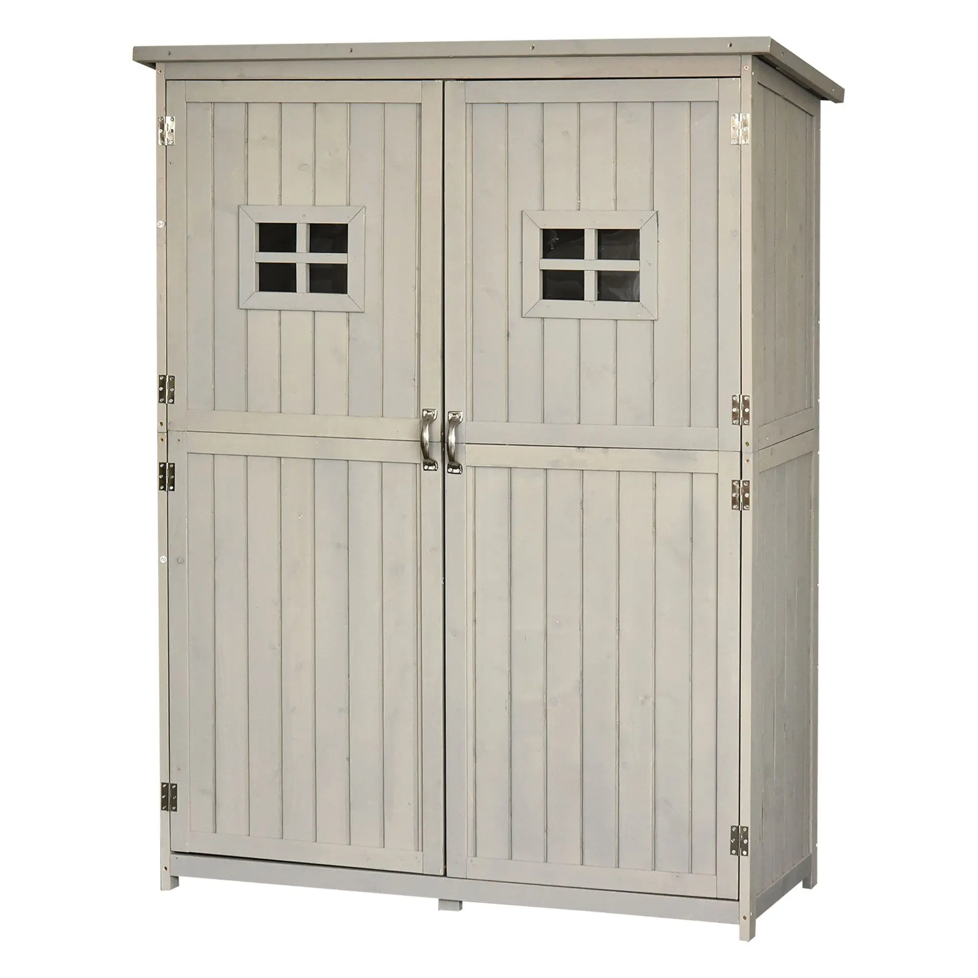 

For 4x1.5ft Wooden Garden Sheds, Outdoor Storage with Windows and Double Door for Gardeners, Grey