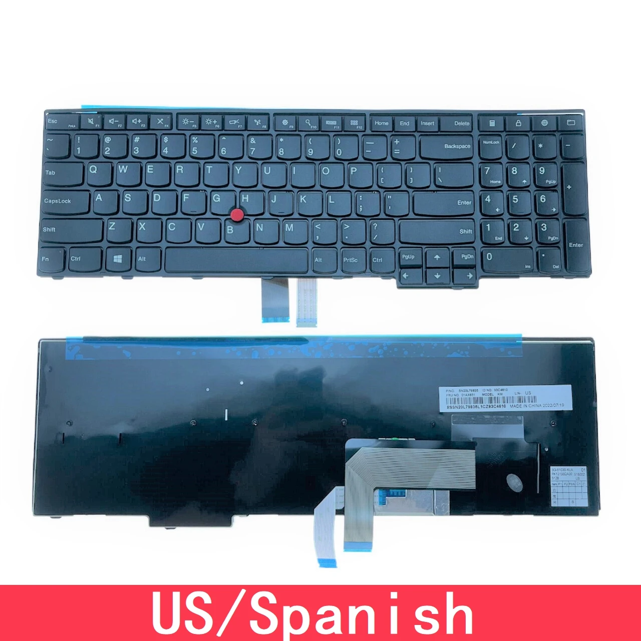 

For Lenovo Thinkpad L540 L560 L570 P50S T560 W540 T540P W541 T550 W550S Laptop Keyboard Replacement US Spanish 0C44918 01AX651
