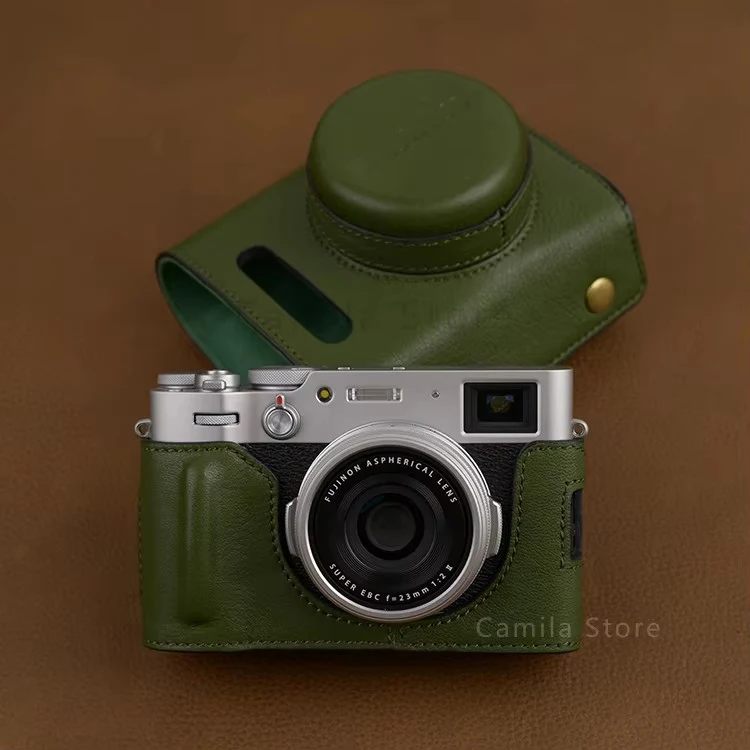 handwork Photo Camera Genuine leather cowhide Bag Body BOX For  Fujifilm X100V X100VI carry Case handgrip Protective sleeve base