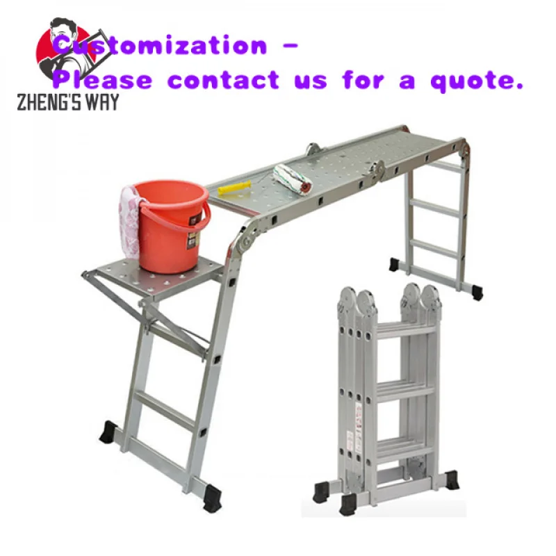 custom.Portable Multipurpose Aluminum Ladder with Hinge Industrial Outdoor Multi-Position Folding Ladder
