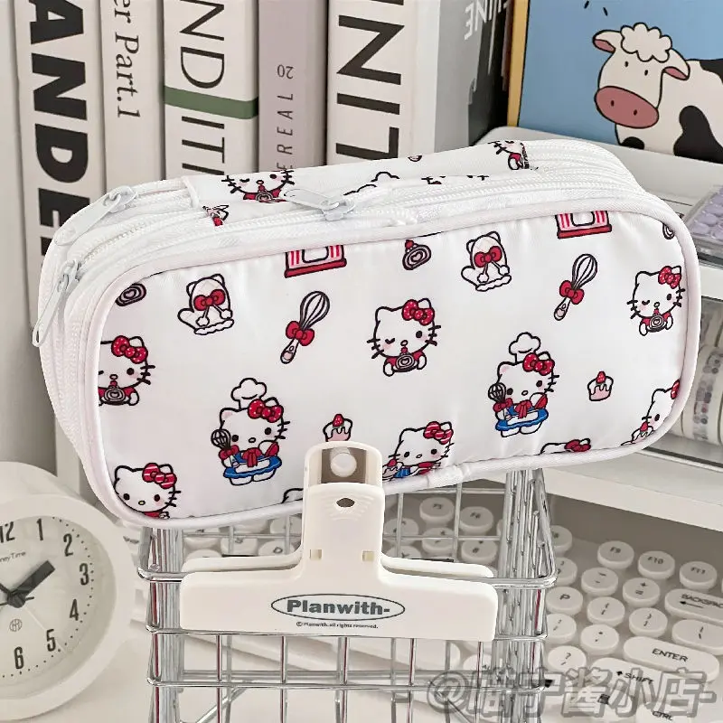 Sanio Kuromi My Melody Cinnamoroll Hello Kitty Cat Pencil Case Female Student Large Capacity Cute Small Stationery Case