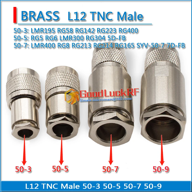 

L12 TNC Male RG58 RG142 RG223 RG400 LMR195 RG5 RG6 LMR300 RG304 LMR400 RG8 RG213 RG214 RG165 50-9 50-3 50-5 50-7