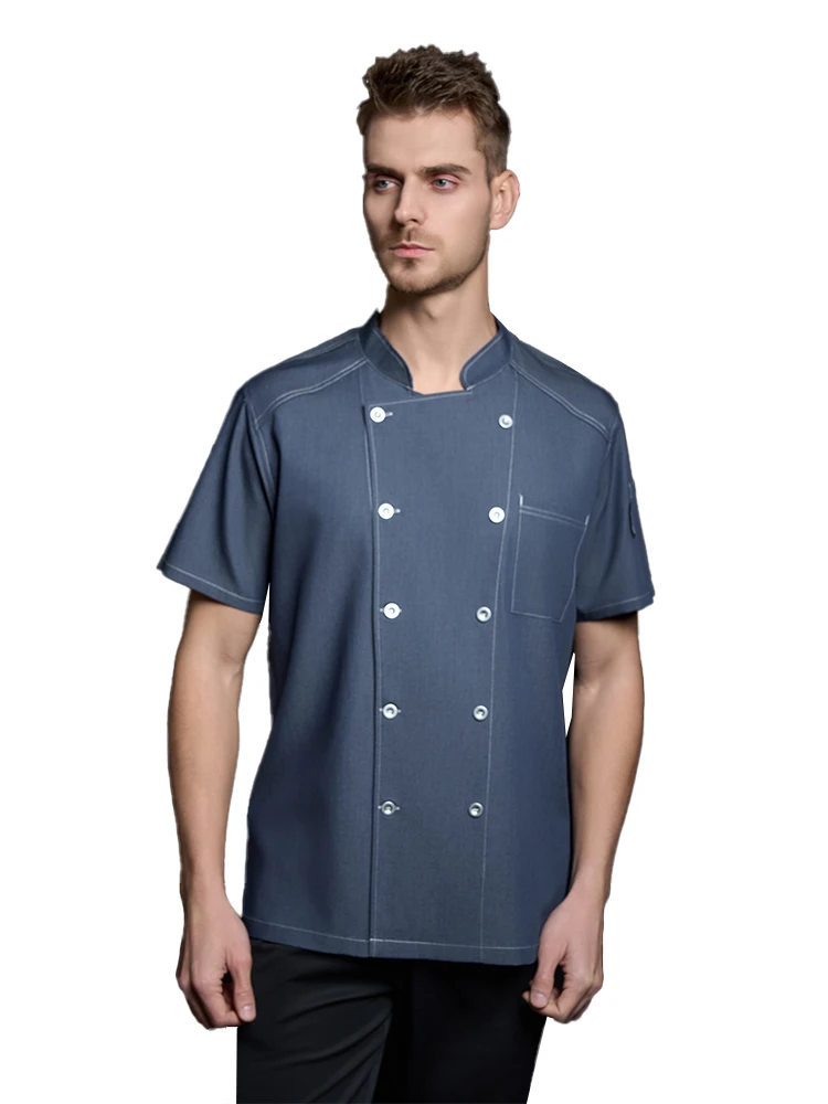 Uniformes de Chef para Homens Uniformes de Garçom Chef Jacket Roupas de trabalho Food Service Traje de hotel Macacão de serviço de catering Roupas de cozinheiro