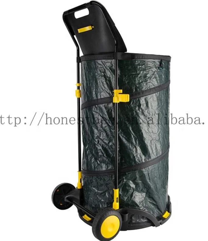 150L Garden Leaf Collection Cart Portable Foldable Model, Reusable Foldable Garden Bag