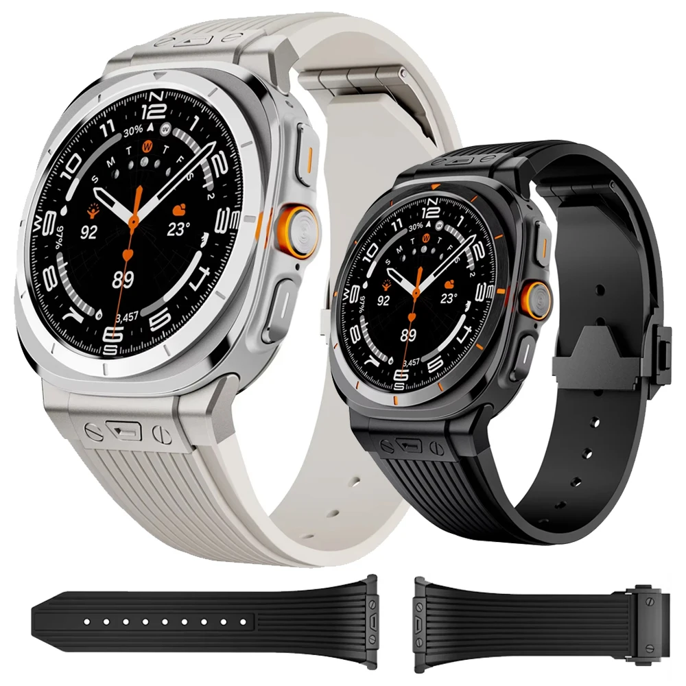

Silicone Strap for Samsung Galaxy Watch Ultra 47mm Stainless Steel Metal Comfortable Breathable Band Galaxy Watch 7 Ultra Correa