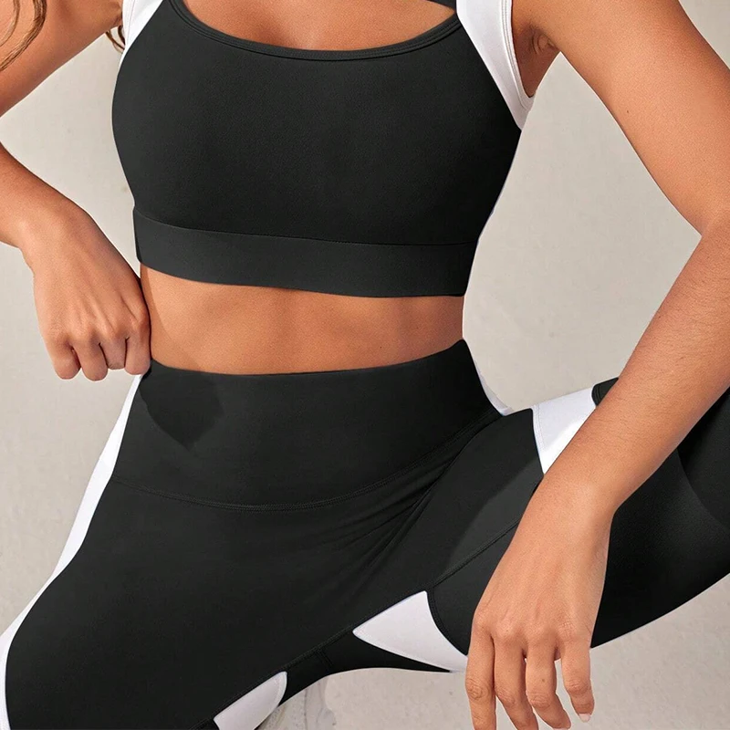 Colorblocked High Waist Yoga Pants Leggings for Women Tummy Control Workout Leggings for Women image 5